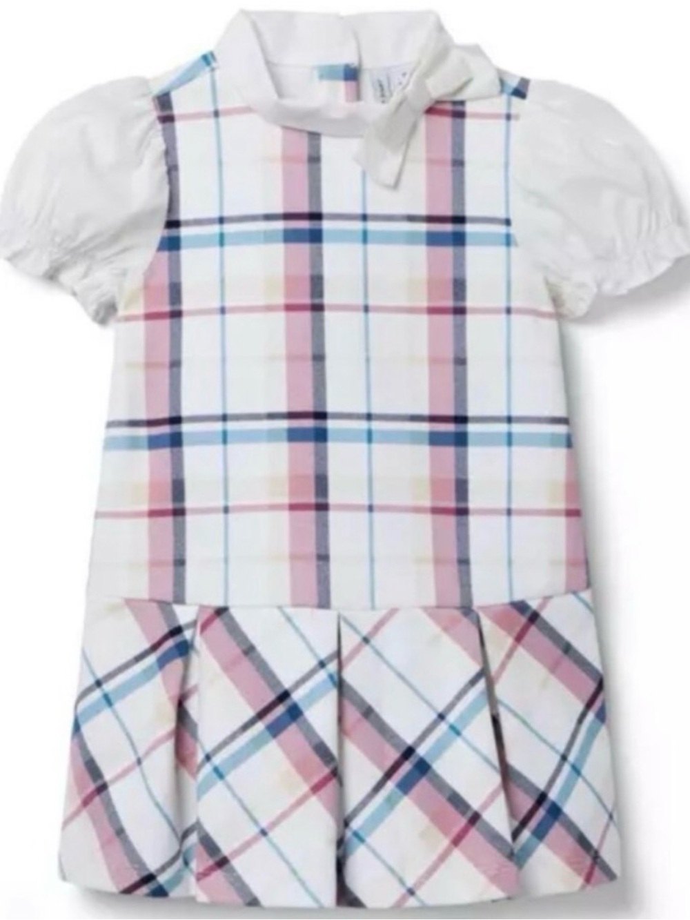 Janie and Jack Girls White Plaid Dress